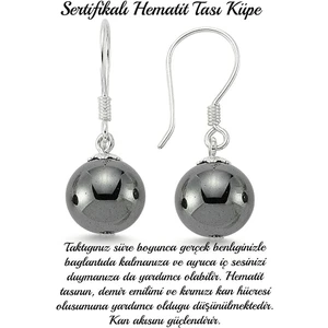 Tesbih Atölyesi Sertifikalı Hematit Taşı Doğal Taş Küpe (Kan Taşı)