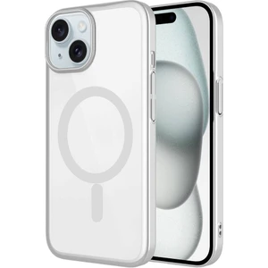 Case 4u Apple iPhone 15 Plus Wireless Şarj Özellikli Sert Pc Mat Magsafe Kılıf Gümüş