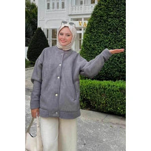 Neva Style Süet Deri Füme Tesettür Kolej Mont 9287FU