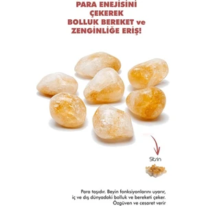 Tesbih Atölyesi Sertifikalı Cüzdan Boy Sitrin Taşı (Para Taşı)