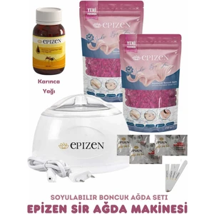 2'li 250GR Boncuk Ağda + Isıtıcı Makine + Karınca Yumurtası Yağı, Spatula, Temizleme Mendili Seti