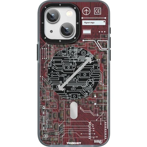 Apple iPhone 15 Plus Uyumlu Magsafe Şarj Özellikli Youngkit Technology Serisi Kılıf Kırmızı