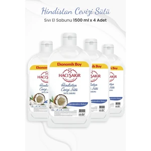 Hacı Şakir Hindistan Cevizi Nemlendirci Sıvı El Sabunu 1500 ml x 4 Adet