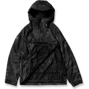 Siyah Erkek Kapüşon Yaka Desenli Kayak Montu