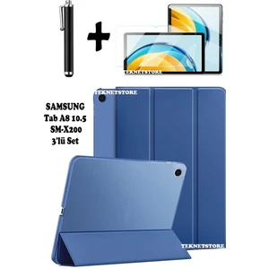 TEKNETSTORE Samsung Galaxy Tab A8 10.5 Inç SM-X200 Uyumlu Uyku Modlu Tablet Kılıfı Ekran Koruyucu Kalem