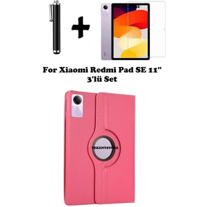 Xiaomi Redmi Pad Se 11 Inç Tablet Uyumlu Uyku Modlu 360 Döner Pu Deri Kılıf Seti