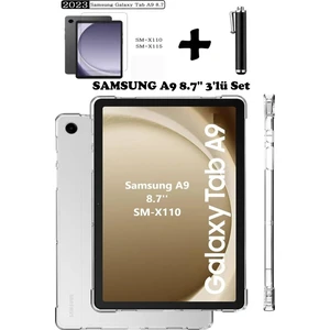TEKNETSTORE Samsung Galaxy Tab A9 8.7 Inç Tablet Kılıfı Silikon Ekran Koruyucu Dokunmatik Kalem Seti