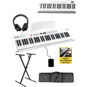 PS4000WH-SET Tuş Hassasiyetli 61 Tuşlu Org Bluetooth USB Midi (Sustain Pedalı Çanta Kulaklık Stand METOD)