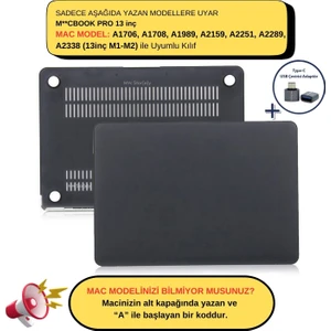 Macbook Pro Kılıf 13inç M1-M2 A1706-08 A1989 A2159 A2251 A2289 A2338 ile Uyumlu Mat