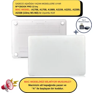 Macbook Pro Kılıf 13inç M1-M2 A1706-08 A1989 A2159 A2251 A2289 A2338 ile Uyumlu Mat