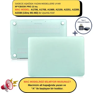Macbook Pro Kılıf 13inç M1-M2 A1706-08 A1989 A2159 A2251 A2289 A2338 ile Uyumlu Mat