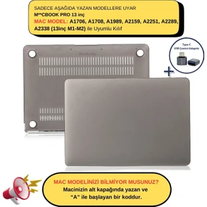 Macbook Pro Kılıf 13inç M1-M2 A1706-08 A1989 A2159 A2251 A2289 A2338 ile Uyumlu Mat
