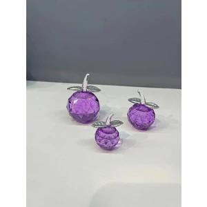 3'lü Kristal Elma Mor Gümüş