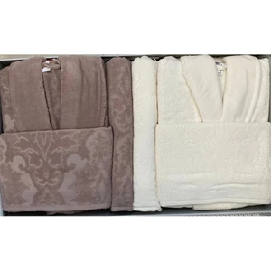 Curve Aile Bornoz Seti- Krem Bej