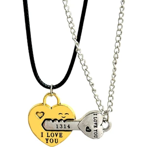Mıknatıslı Kalp ve Anahtar I Love You 1314 Çift Kolyesi bbk52