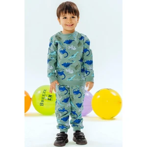 BREEZE GİRLS & BOYS Erkek Çocuk Eşofman Takımı Dinozor Desenli 1-4 Yaş, Mint Yeşili