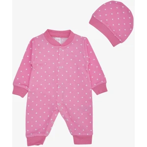Kız Bebek Tulum Puantiye Desenli 0-6 Ay, Pembe