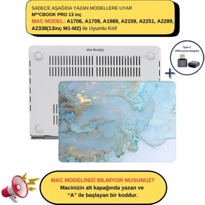 Macbook Pro Kılıf 13inç M1-M2 A1706 A1708 A1989 A2159 A2251 A2289 A2338 ile Uyumlu Mermer06NL