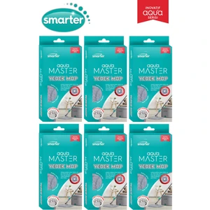 SMARTER Aqua Master 6 Yedek Mop Temiz & Kirli Suyu Ayırma Özelliği Otomatik Temizlik Seti Mop Paspas