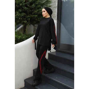 Burcu Tesettür Kolları Bağıcıklı Ikili Takımı BRC1301 Siyah Bordo
