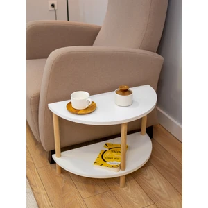 Yarım Daire Yan Sehpa - Salon - Oturma Odası Zigon Sehpa- Beyaz