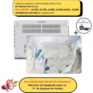 Macbook Pro Kılıf 13inç M1-M2 A1706 A1708 A1989 A2159 A2251 A2289 A2338 ile Uyumlu Mermer10NL