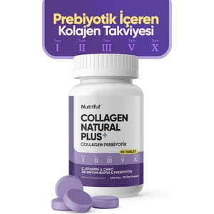 Collagen Natural Plus 5 Tip Collagen+Prebiyotik Tip 1-2-3-5-10 (C Vitamini, Selenyum) 90 Tablet