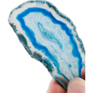 Tesbih Atölyesi Sertifikalı  Mavi Akik Taşı Plaka (5-8 Cm)