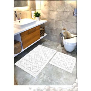 Cotton Crafty %100 Pamuk Dokuma Banyo Paspas Seti, Banyo Halısı Çiçek 60X100 - 60X50