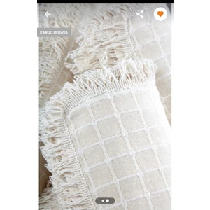 Miss Linda Home Collection Pamuklu Dört Tarak Krem Buldan Işi Koltuk Örtüsü 180*180