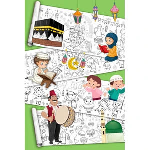 Ramazan Ayı - Oruç Temalı Dev Boyama Kağıdı - Çocuk Boyama Rulosu - Büyük Boy 5 Metre Uzunluk