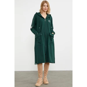 Cep Detaylı Tam Fermuarlı Kap - Yeşil