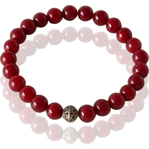Tesbih Atölyesi Koyu Renk Kırmızı Akik Taşı Gümüş Aparatlı Bileklik