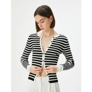 Triko Hırka Fitilli Düğmeli Bisiklet Yaka