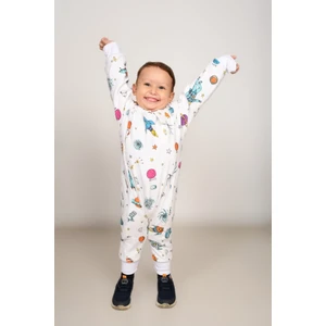 Vogue Vista Voguevista Elyafsız Kışlık Uzun Kollu Çift Kat %100 Pamuk Pazen Uzaylı ve Gökkuşağı Desenli Cocuk Bebek Uyku Tulumu