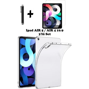 TEKNETSTORE Apple Ipad Air 5 Air 4 10.9 Uyumlu Tablet Kılıfı Silikon Köşe Koruma Ekran Koruyucu Dokunmatik Kalem Seti