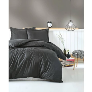 Cotton Box Çift Kişilik Saten Nevresim Takımı Elegante Stripe Antrasit