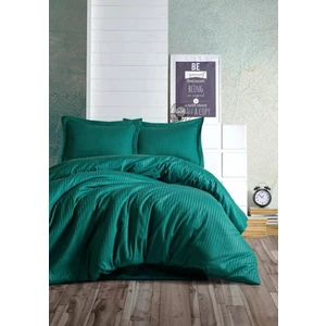 Cotton Box Çift Kişilik Saten Nevresim Takımı Elegante Stripe Petrol