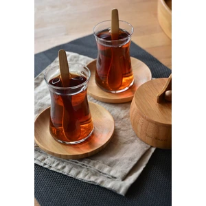 6'lı Bambu Yuvarlak Çay Tabağı Seti Bardak Altlığı