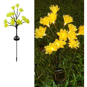 Güneş Şeftali Çiçeği Lambası 12 LED Simülasyon Kamelya Lambası Açık Avlu Bahçe Lambası Dekoratif Çim Lambası (Yurt Dışından)