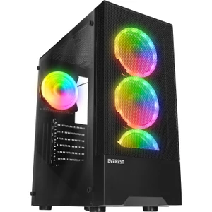 Dusk Peak 600W Temperli Camlı 4*12CM Rgb Fan Atx Mid-T Gaming Oyuncu Kasası