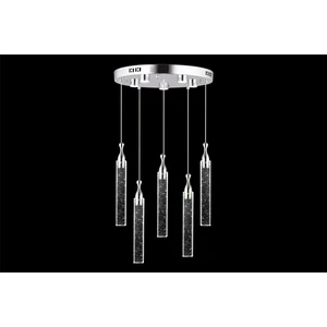 Klaus 5'li Yuvarlak 3 Renkli 75 Watt Krom Kristal Ledli Modern Oturma Odası Salon Sarkıt Avize