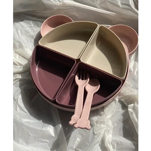 Lux Home İstanbul Yogi Bebek Çocuk Mama Tabağı Kaşık ve Çatal