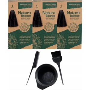 Natura Balance Saç Boyası 1 Siyah 3 Adet+Saç Boyama Seti