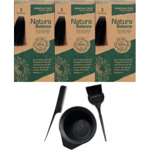 Natura Balance Saç Boyası 3 Koyu Kahve 3 Adet+Saç Boyama Seti