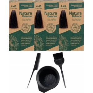 Natura Balance Saç Boyası 4.45 Etkileyici Kahve 3 Adet+Saç Boyama Seti