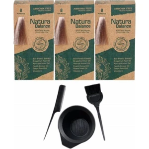Natura Balance Saç Boyası 8 Açık Kumral 3 Adet+Saç Boyama Seti