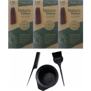 Natura Balance Saç Boyası 6.66 Vişne Kızılı 3 Adet+Saç Boyama Seti