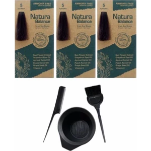 Natura Balance Saç Boyası 5 Açık Kahve 3 Adet+Saç Boyama Seti