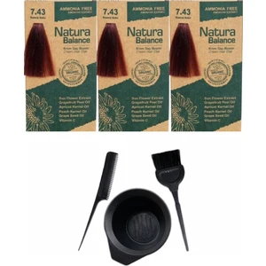 Natura Balance Saç Boyası 7.43 Kumral Bakır 3 Adet+Saç Boyama Seti